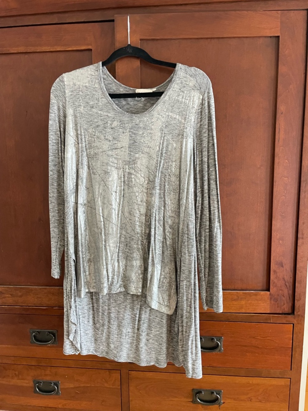 Long Sleeve Layered Gray Women's Top
